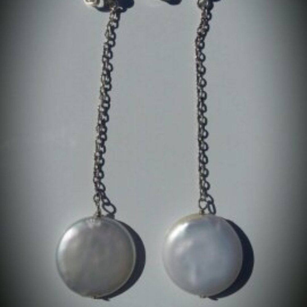 Coin Pearl Sterling Silver Earrings NWT